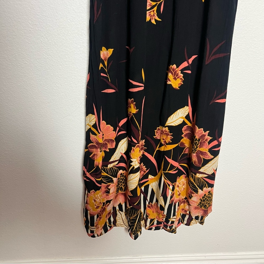 Billabong Short Sleeve Button Front Floral Printed Maxi Dress Black Size Small - Picture 11 of 11
